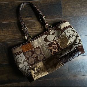 Vintage Y2k Coach Cheetah Texture Patchwork Shoulder Bag